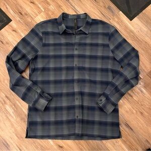Mens lululemon athletica masons peak button up plaid flannel shirt sz XL gray